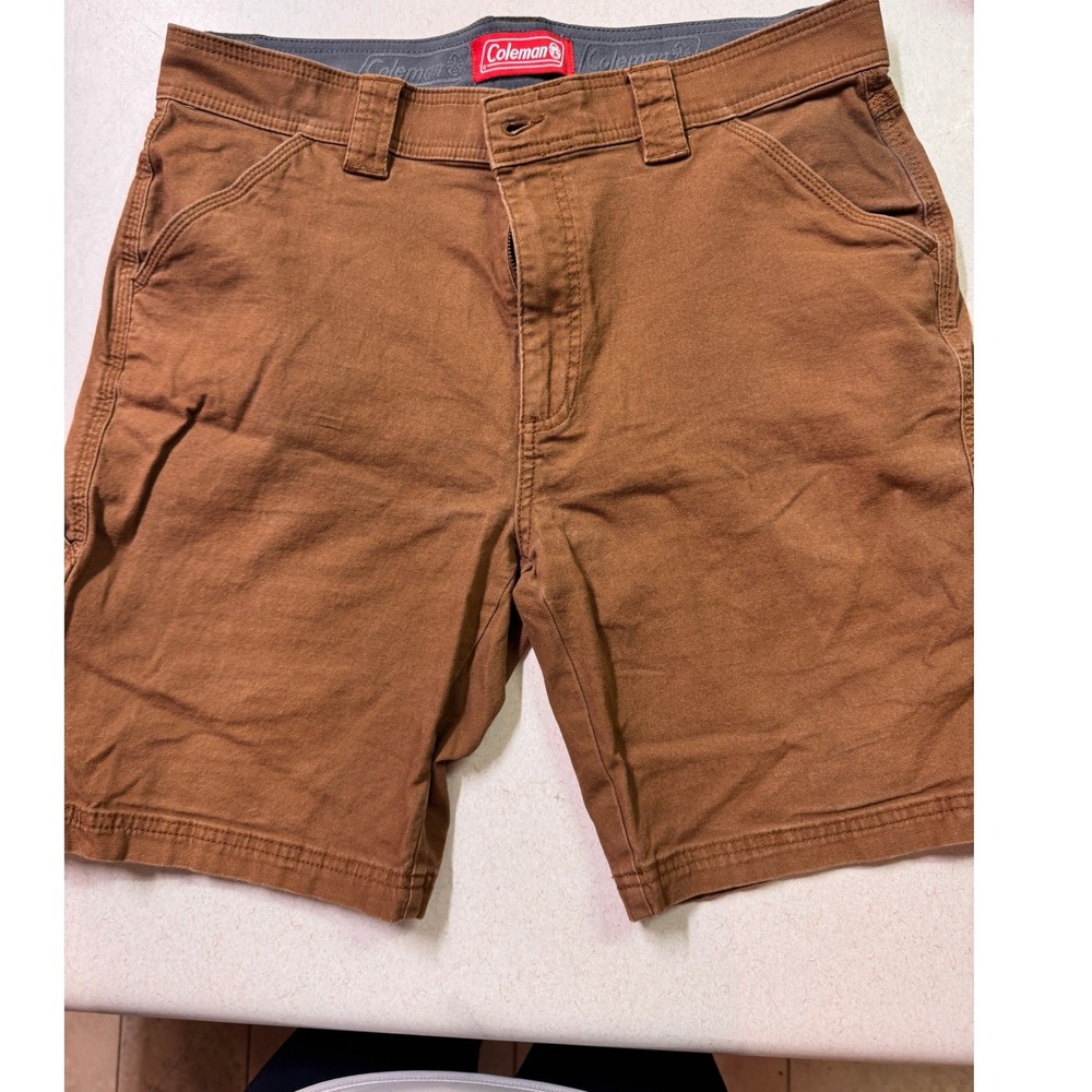 Coleman Mens Brown Canvas Utility Carpenter Shorts Size 34 Outdoor Hiking Work